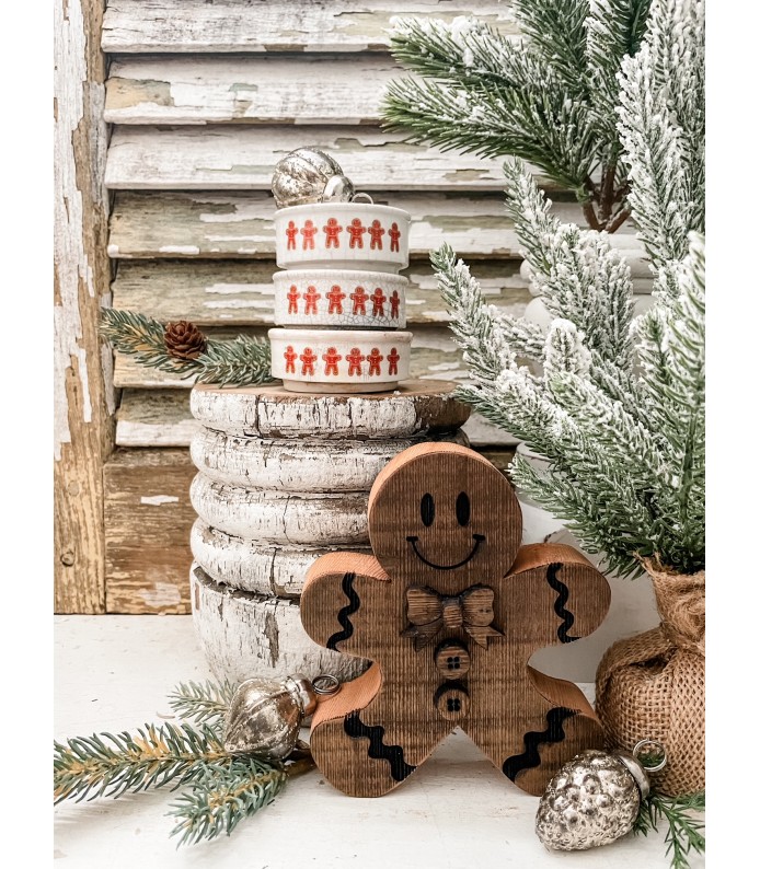 Antique English - Ironstone Mini riser w/ Gingerbread decal transfer - Holiday